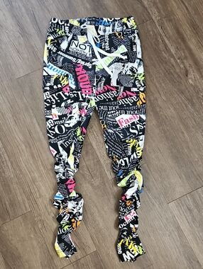 Body By Us, Retro,Y2K, Rave, Ruched, Stacked, Jogger, Newspaper Print, Pop Art,